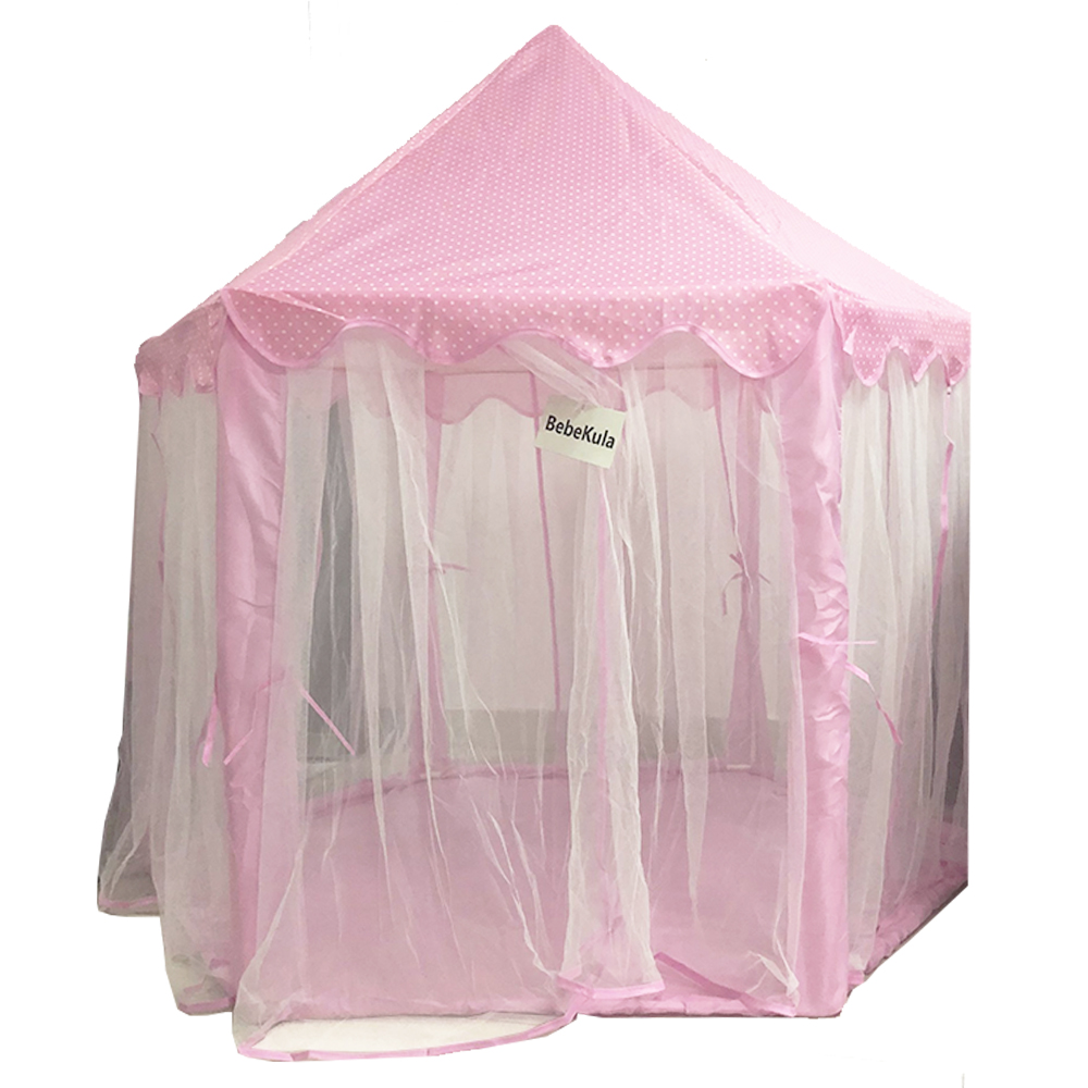 BEBEKULA Princess Tent for Girls with LED Star Lights Girls Large Playhouse for Children Indoor and Outdoor Games 